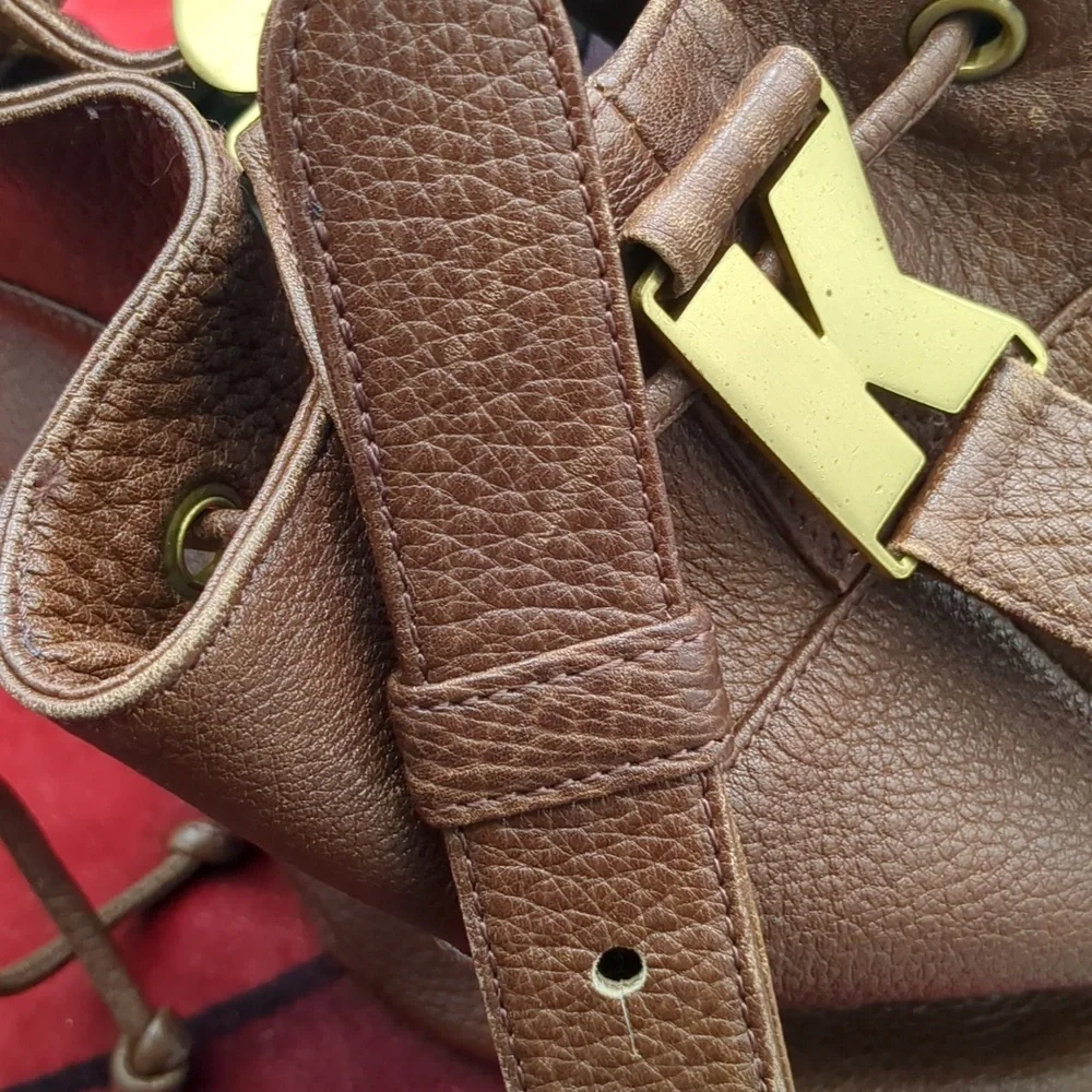 Donna Karen brown leather drawstring purse - Picture 11 of 11